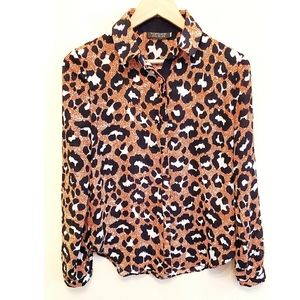 Topshop Big Animal Print Button Down Top 6